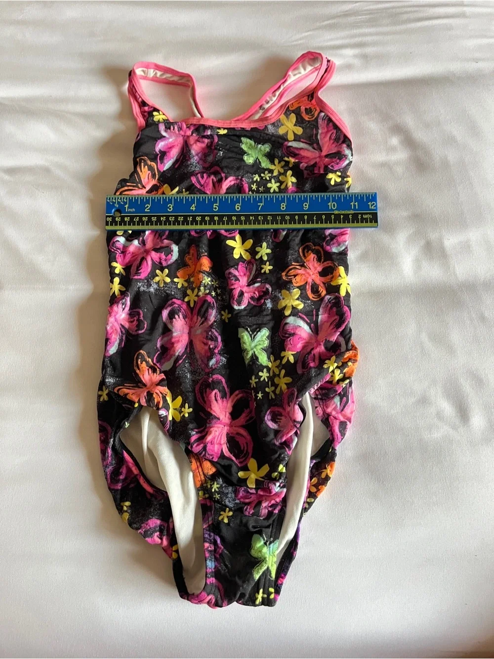 Speedo Girls Floral Butterfly Racerback One Piece Swimsuit Swimwear Size 14